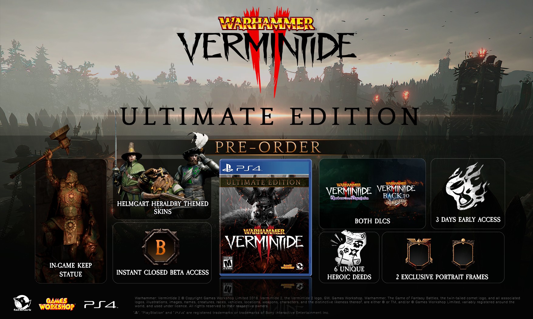 Warhammer ps4. Warhammer: Vermintide 2 - Ultimate Edition. Vermintide 2 ps4. Игра Warhammer Vermintide (ps4). Обложка ps4 Warhammer: Vermintide 2.