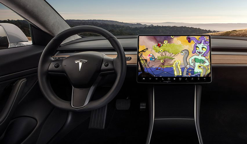 Cuphead pode ser jogado em carros Tesla