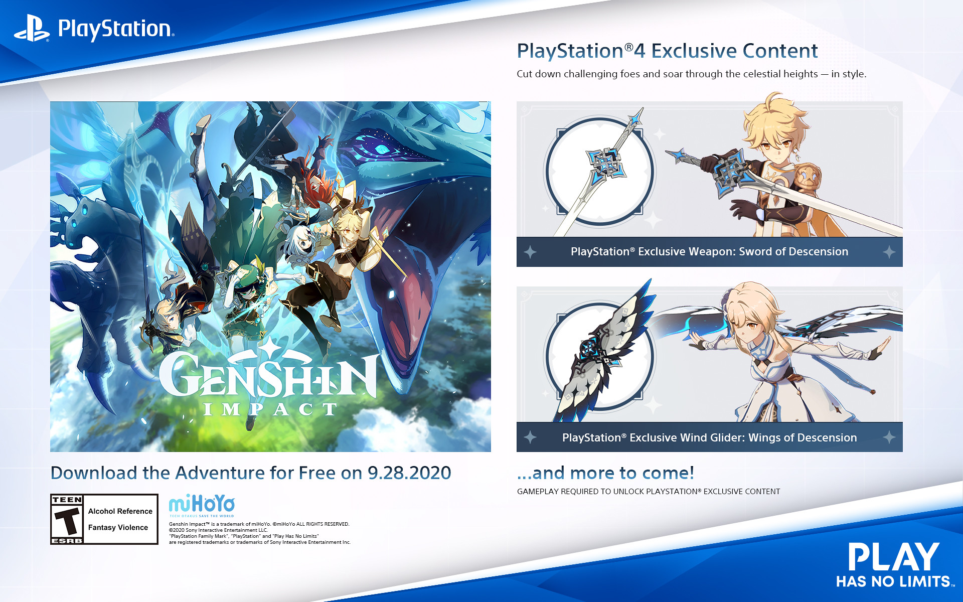Genshin Impact PlayStation 4 Exclusive Content