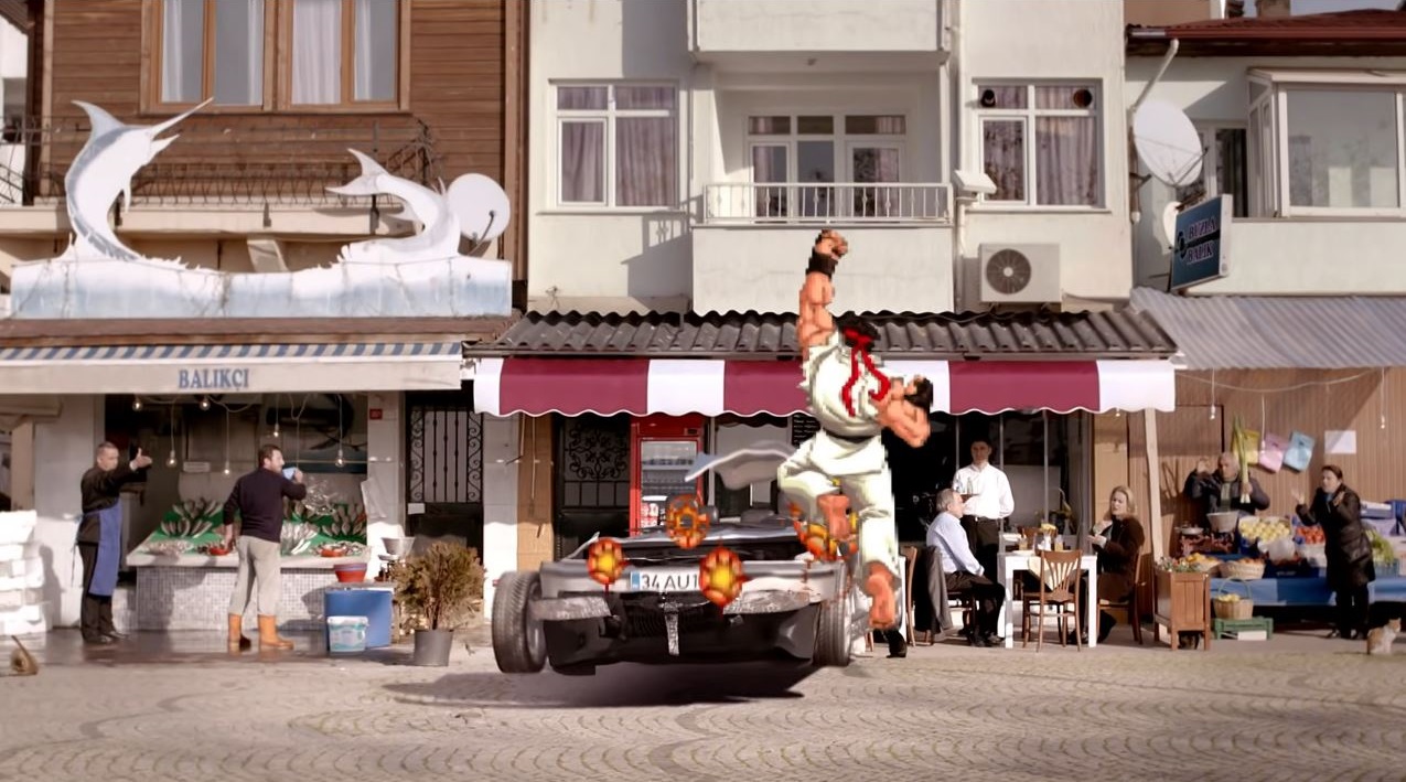 Recreates the Street Fighter II Car Mini-Game