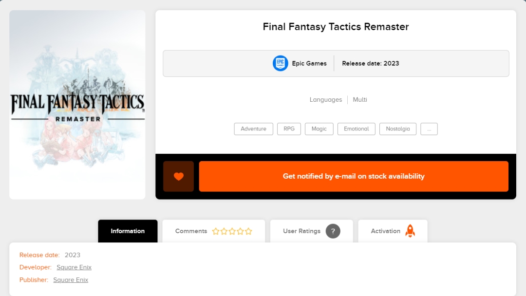 Final Fantasy Tactics Remaster