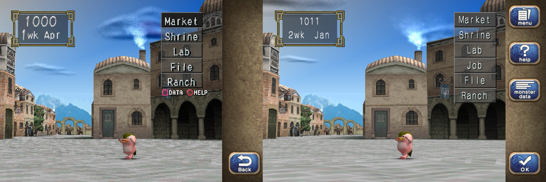 Comparison of Monster Rancher 2 and DX Resolutions