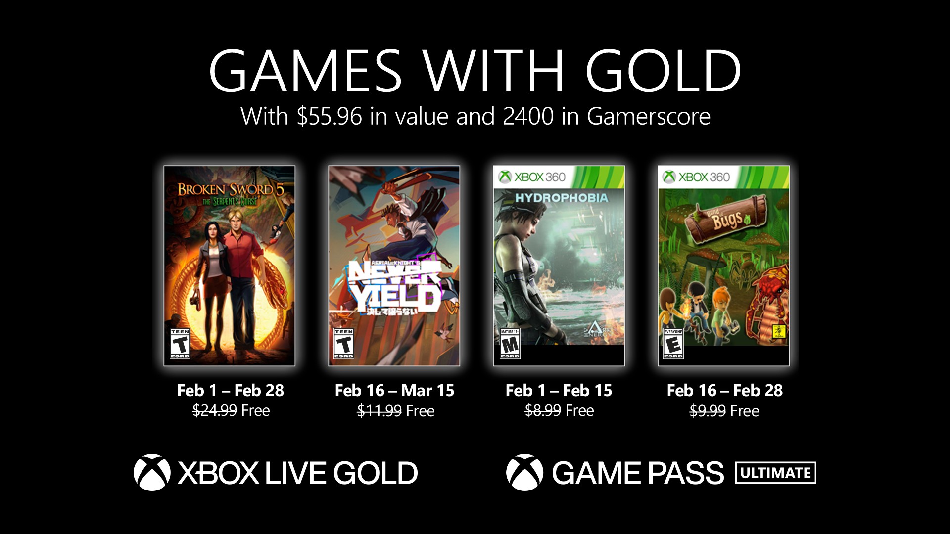Games With Gold February 2022 lineup