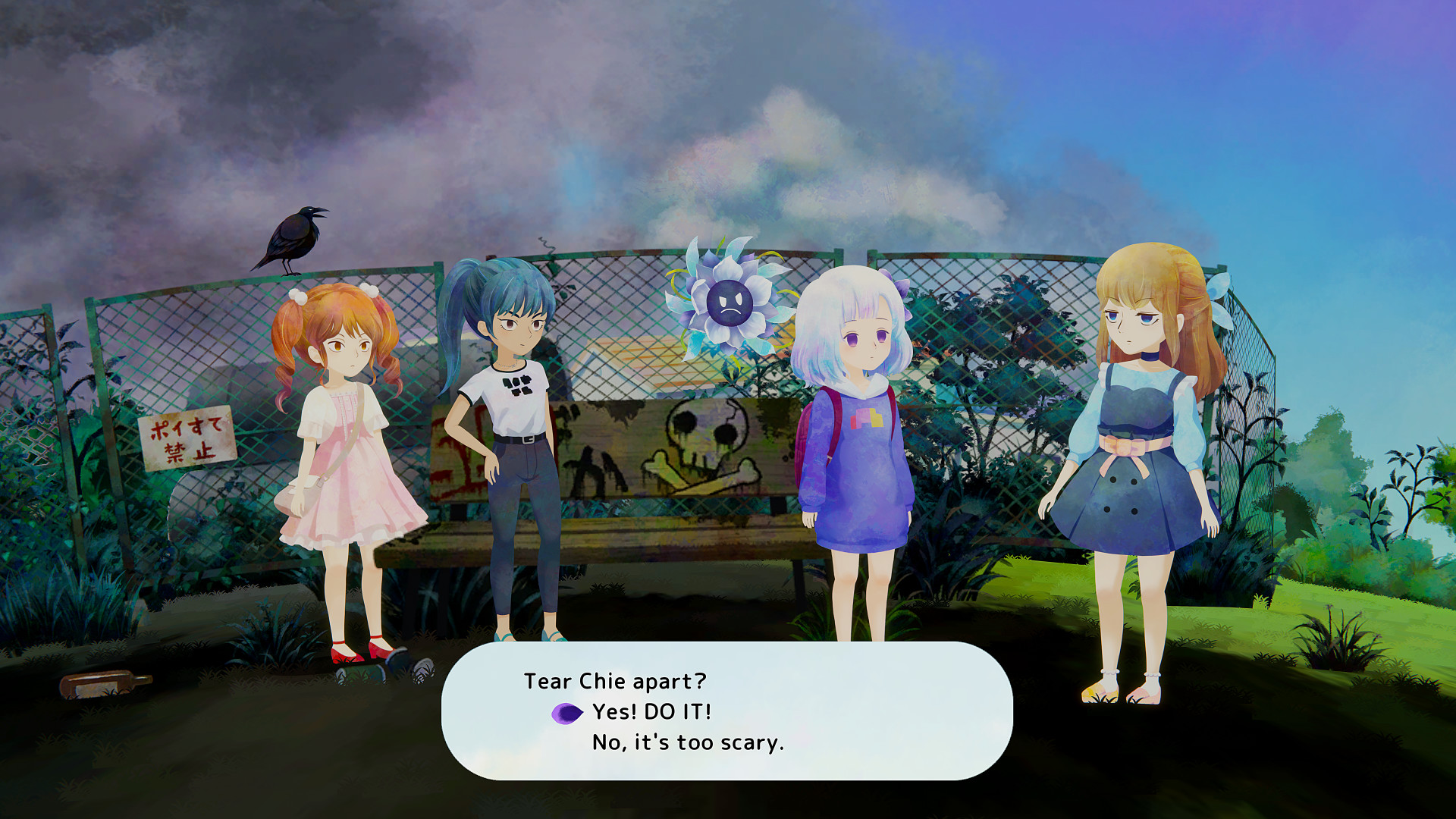 Sumire and Flower being confronted by her "friend" Chie