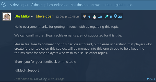 Ubisoft developer RECONFIRMS that Assassin's Creed Valhalla will NOT have  achievements on Steam after stating that it was Under Review for 2 days  ago : r/Steam